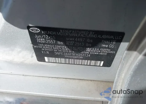 2015 Hyundai Sonata Limited z USA, uszkodzony, nr VIN 5NPE34AF9FH251134